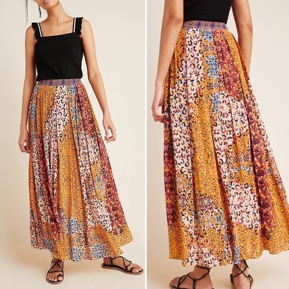 Anthropologie Dresses & Skirts - Anthropologie Bhanuni By Jyoti Panthera Animal Print Multicolor Maxi Skirt
